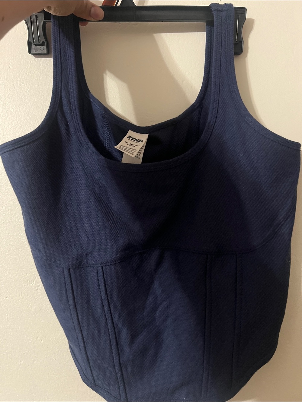 PINK Navy Structured Scoop Tank Top